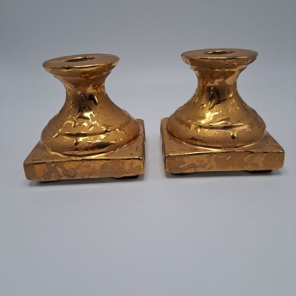 Wheeping Gold Tapered Short Candle Holders - Picture 3 of 11